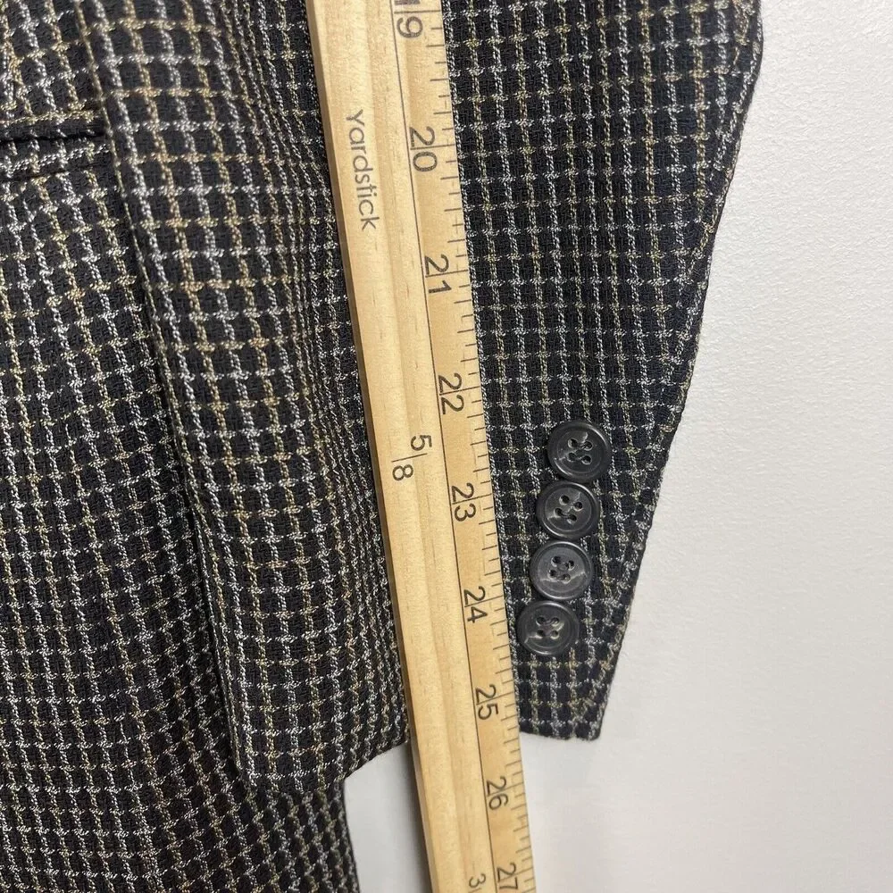 Hugo Boss Blazer Jacket Men 44L‎ Black Brown Schurwolle Virgin Wool Blend Career